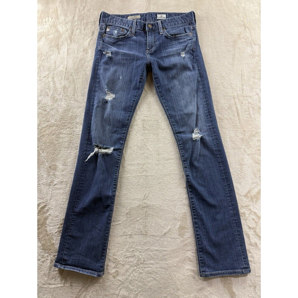 AG Adriano Goldschmied The Tomboy Relaxed Straight Leg Jeans Blue 25R Distressed